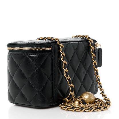 Chanel Lambskin Quilted Pearl Crush Small Vanity Case With Chain Black 3 of 11