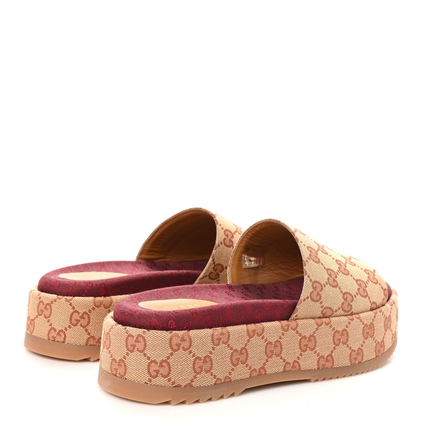 Canvas GG Monogram Angelina Platform Slide Sandals 40 Beige Ruggine