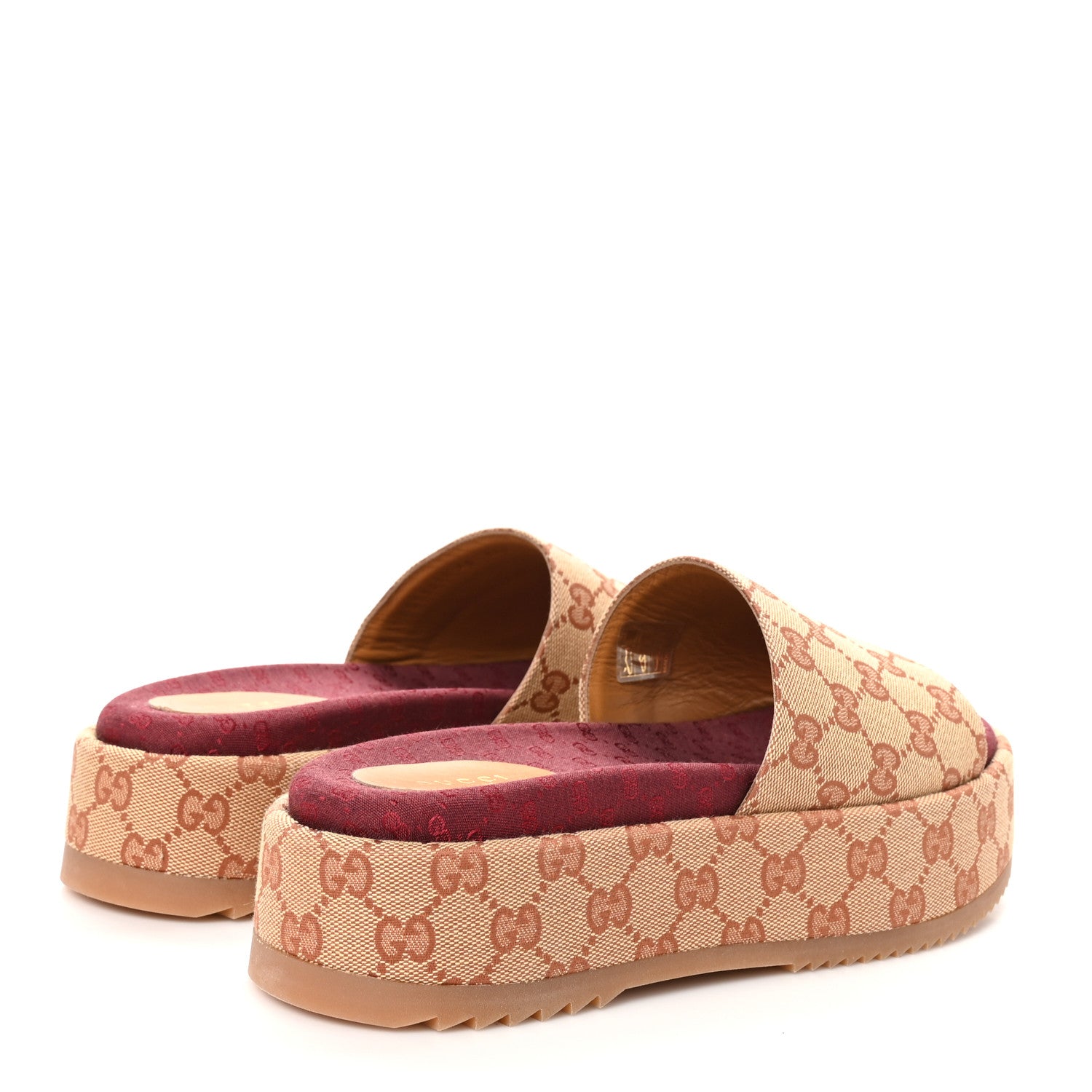 Gucci Canvas GG Monogram Angelina Platform Slide Sandals 40 Beige Ruggine 4 of 7