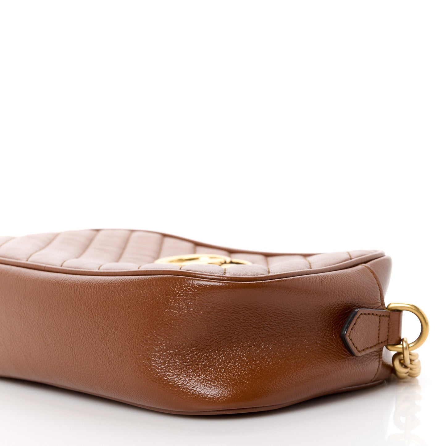 Glazed Calfskin Matelasse Diagonal Small GG Marmont Chain Shoulder Bag Cuir