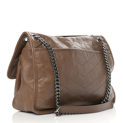 Saint Laurent Crinkled Calfskin Matelasse Monogram Medium Niki Chain Satchel Tan Brown 3 of 15