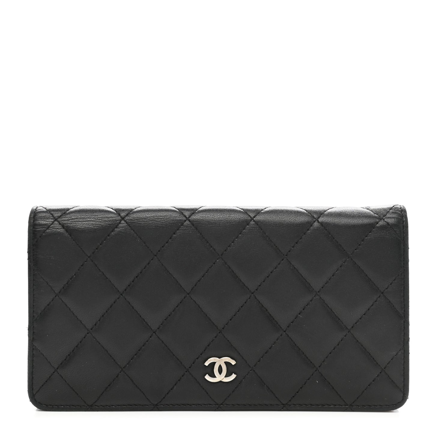 Lambskin Quilted Yen Wallet Black