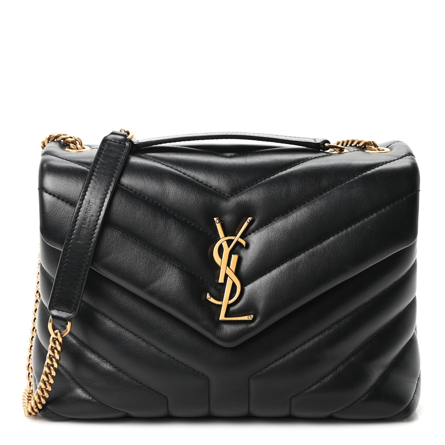 Calfskin Y Quilted Monogram Small Loulou Chain Satchel Black Black
