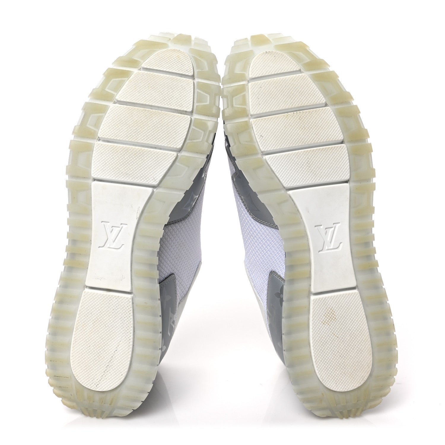 Louis Vuitton Technical Mesh Metallic Monogram Mens Run Away Sneakers 9 White 6 of 8