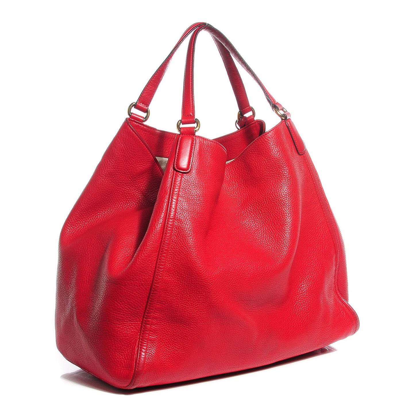 Pebbled Calfskin Large Soho Shoulder Bag Red