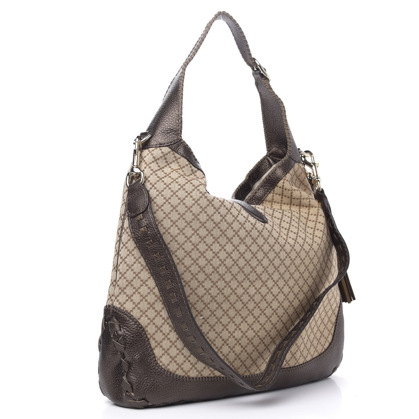 Diamante Large New Jackie Shoulder Bag Dark Brown