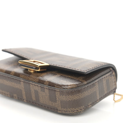 Fendi Glazed Fabric FF 1974 Nano Baguette Charm Mogano Panna 6 of 11