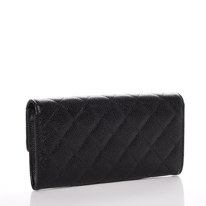 Chanel Caviar Quilted Large Gusset Flap Wallet Black 3 of 9