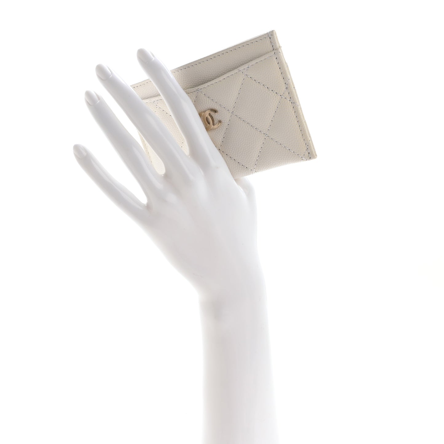 Caviar Quilted Card Holder White