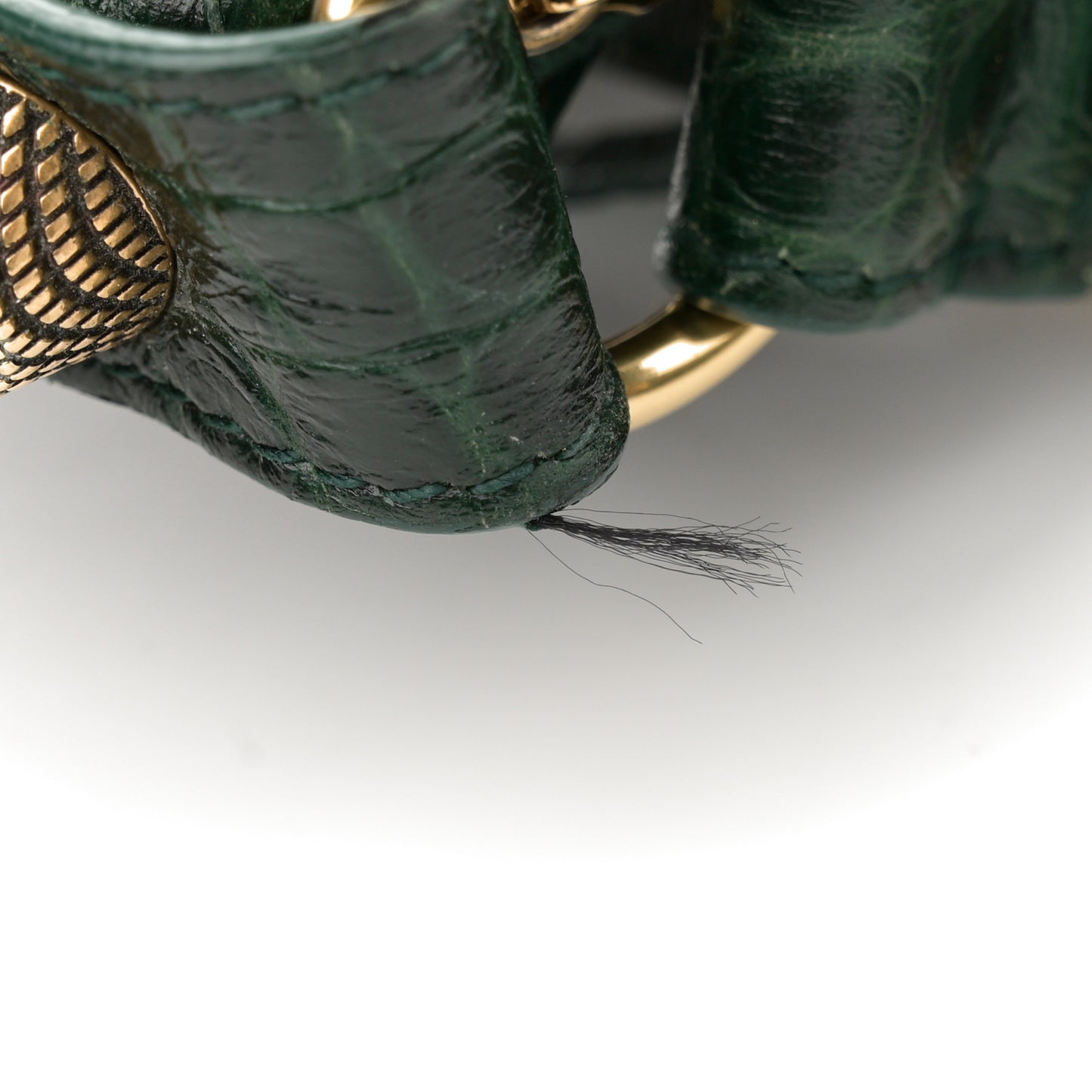 Extra Supple Calfskin Crocodile Embossed Le Cagole Shoulder Bag XS Forest Green