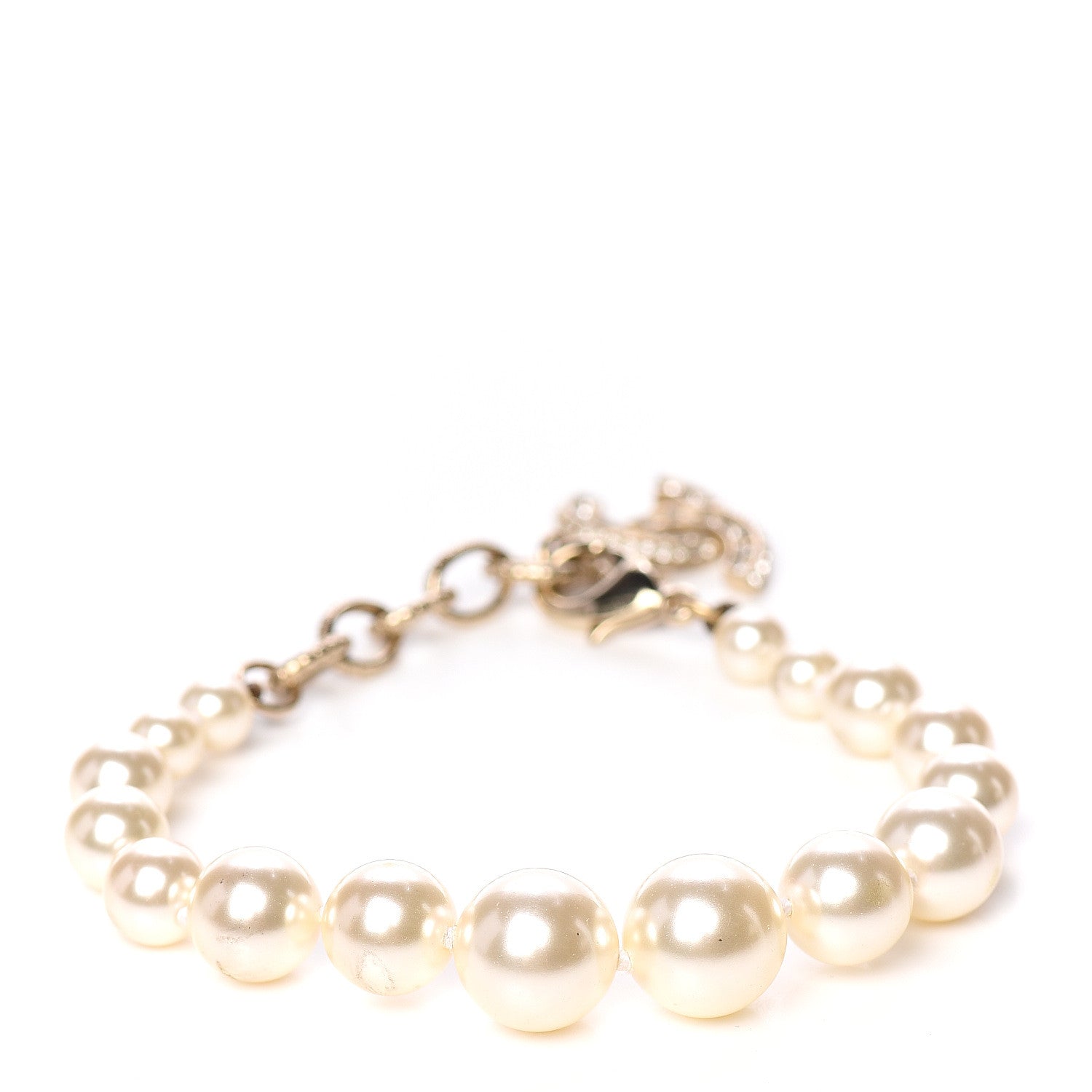 Chanel Crystal Pearl CC Bracelet Gold 2 of 4