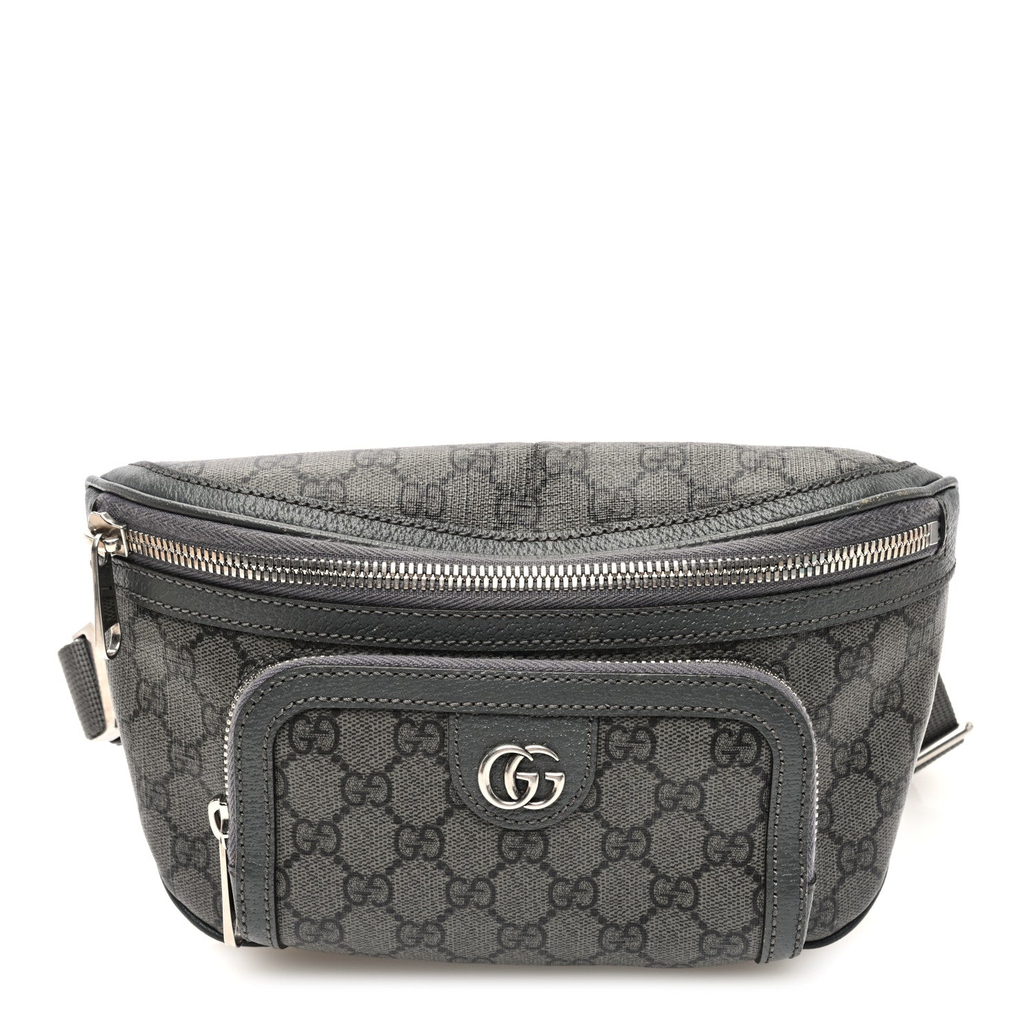 Gucci GG Supreme Monogram Textured Dollar Calfskin Ophidia Belt Bag Grey Black Graphite Grey 1 of 10