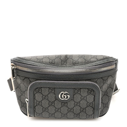 Gucci GG Supreme Monogram Textured Dollar Calfskin Ophidia Belt Bag Grey Black Graphite Grey 1 of 10