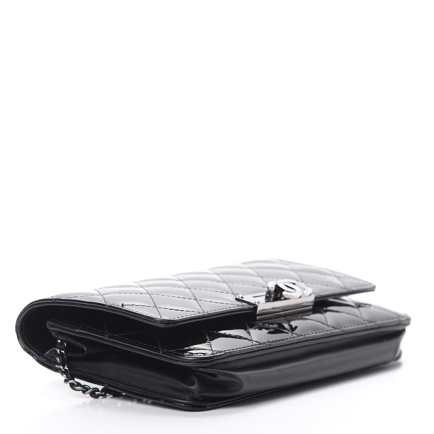 Chanel Patent Quilted Golden Class Wallet on Chain WOC Black 4 of 16
