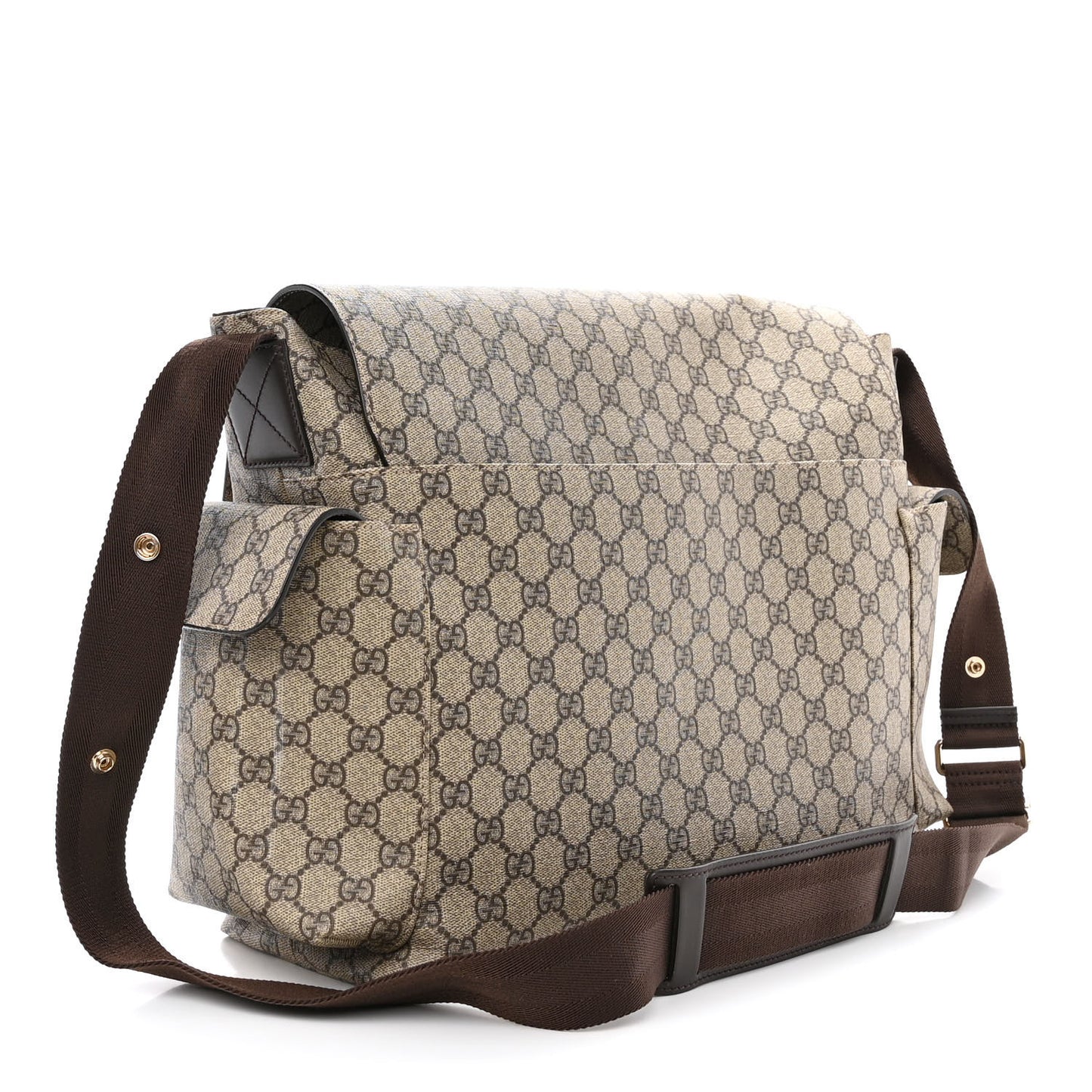 GG Plus Monogram Messenger Diaper Bag Dark Brown
