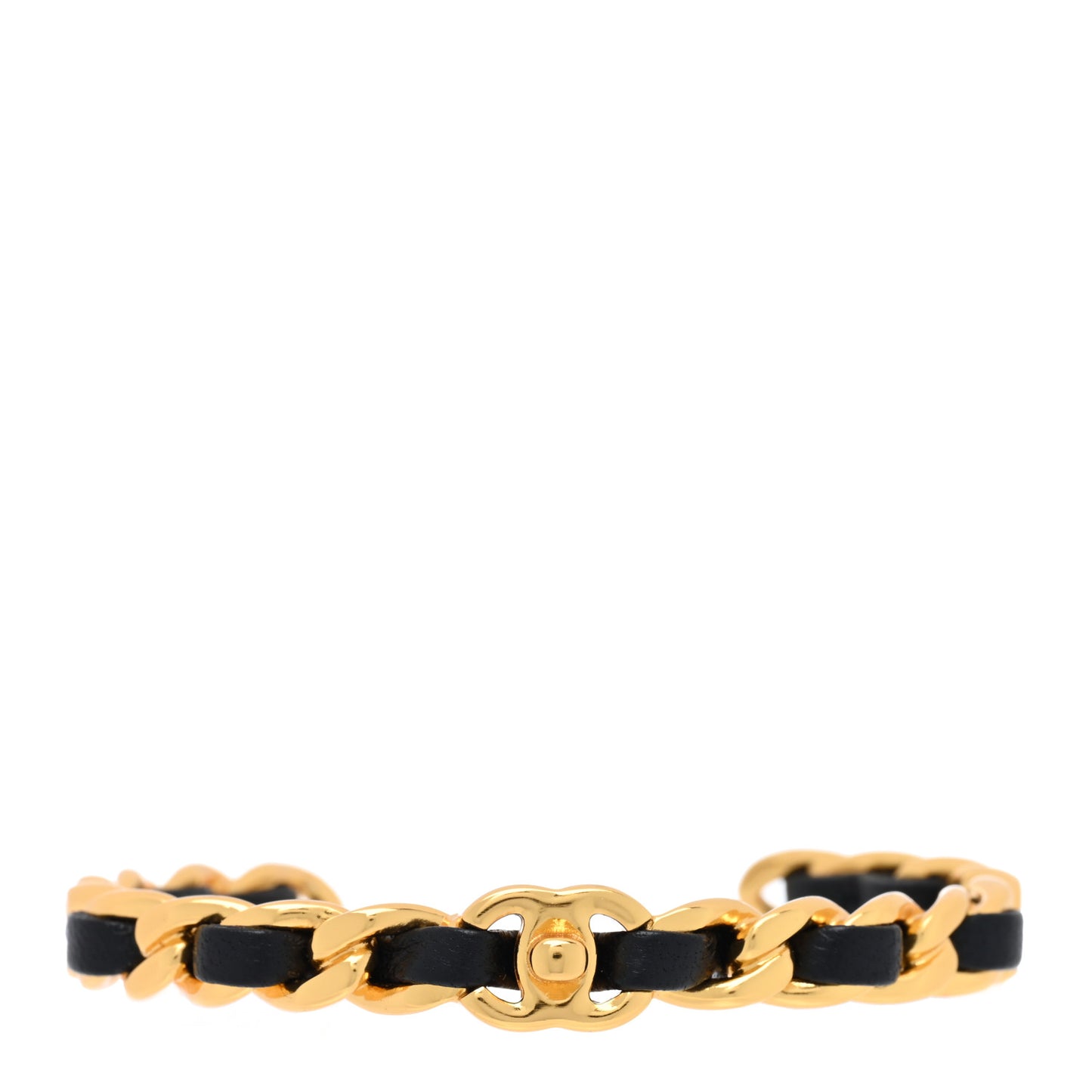Lambskin CC Turnlock Chain Bracelet Black