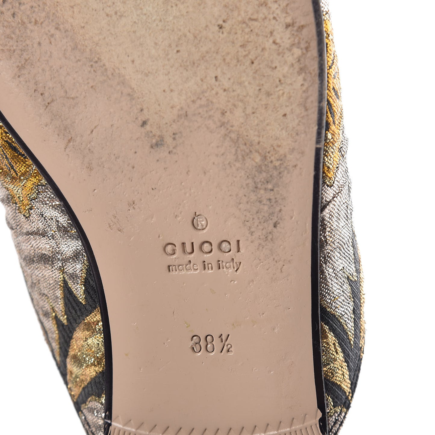 Jacquard Floral Womens Princetown Slippers 38.5 Oro Black