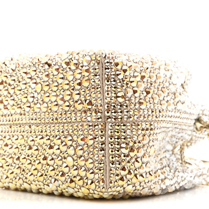 Jimmy Choo Satin Hotfix Crystal Embellished Bon Bon Bucket Bag Gold Silver 8 of 9