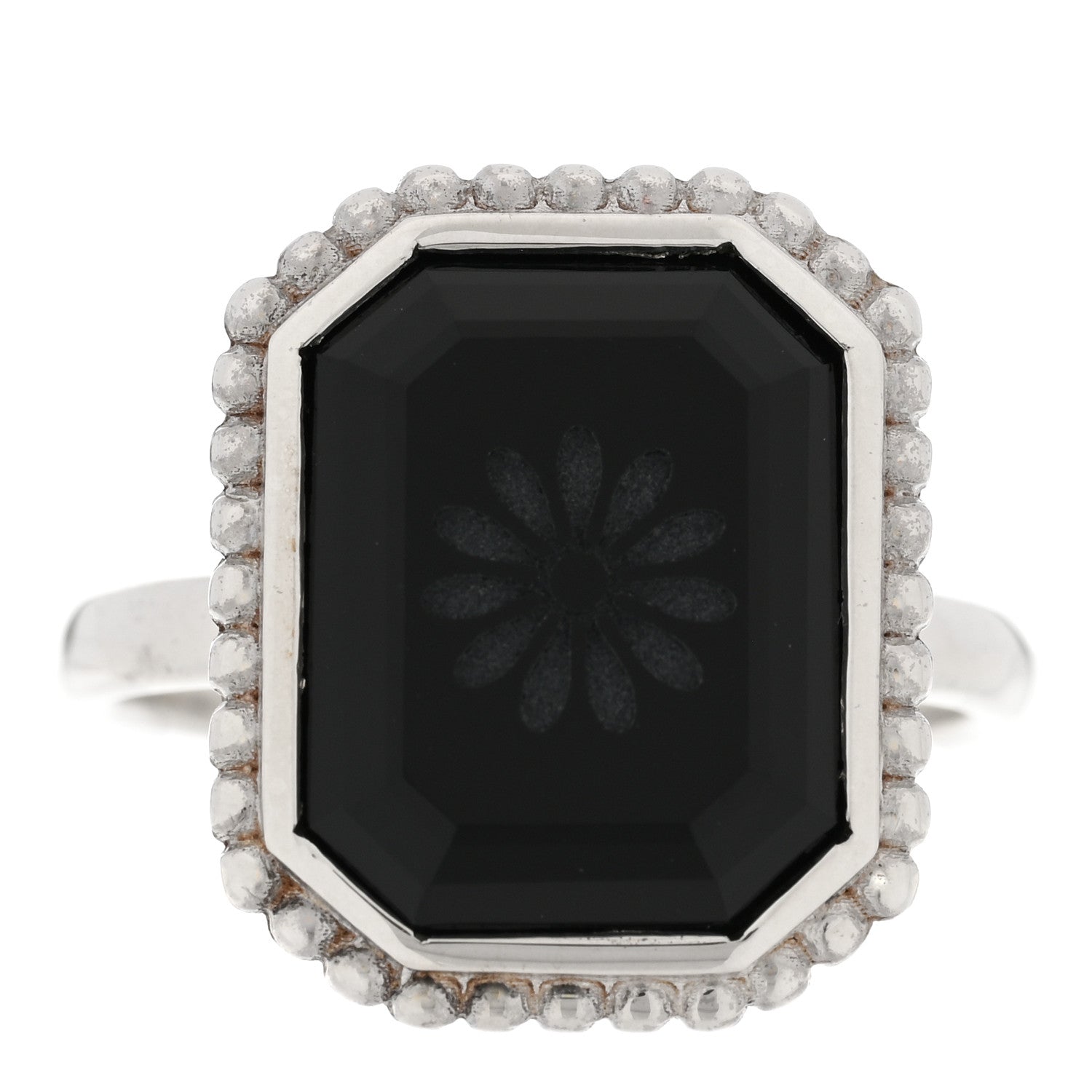 Tiffany Sterling Silver Black Onyx Ziegfeld Daisy Ring 58 8.5 1 of 4