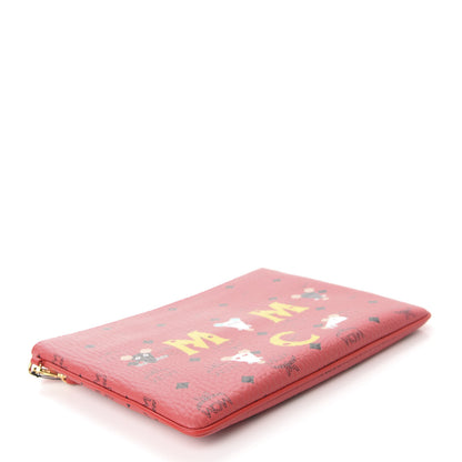 MCM Visetos Year Of The Mouse Wristlet Zip Pouch Viva Red 4 of 7