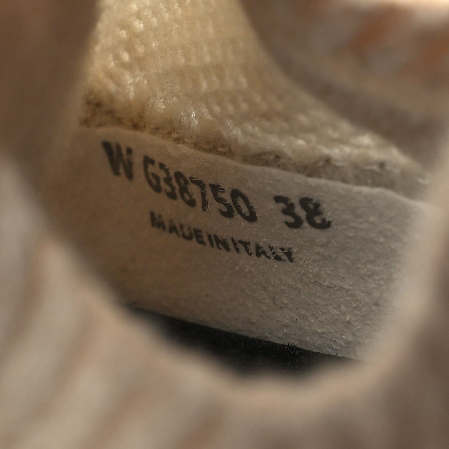 Knit Fabric Suede Calfskin Womens CC Sneakers 38 Beige