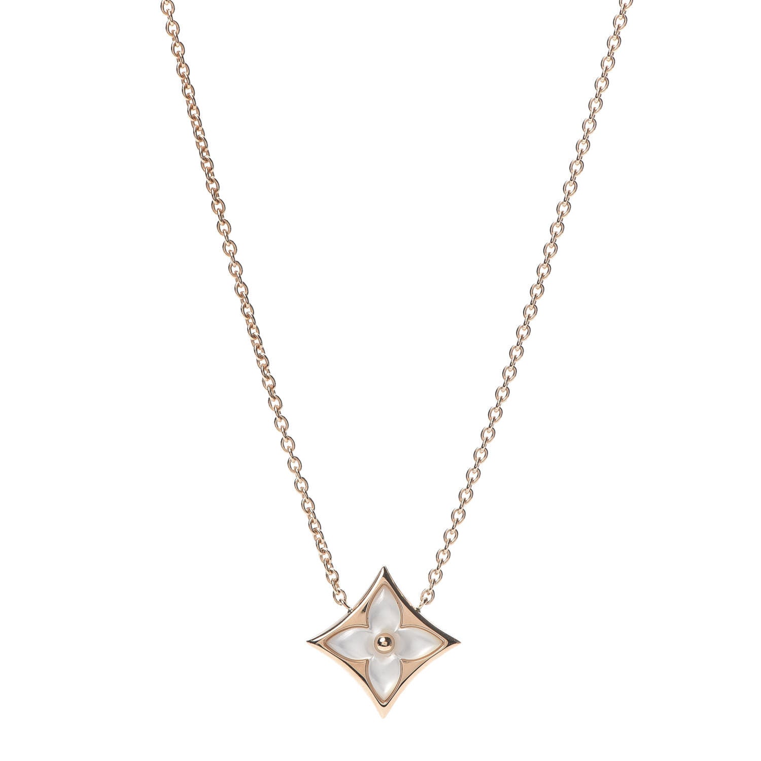 Louis Vuitton 18K Pink Gold Mother Of Pearl Blossom Pendant Necklace 1 of 7
