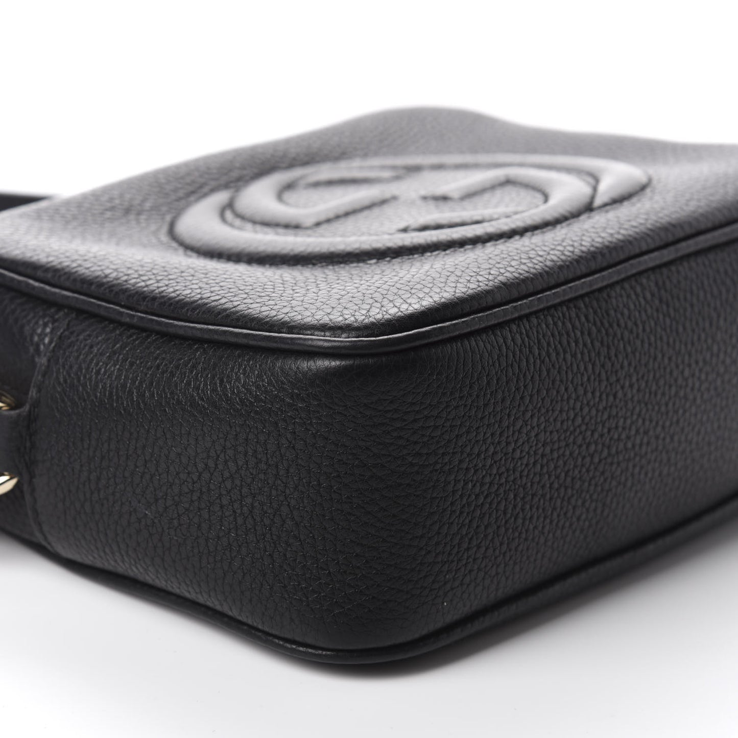 Pebbled Calfskin Small Soho Disco Bag Black