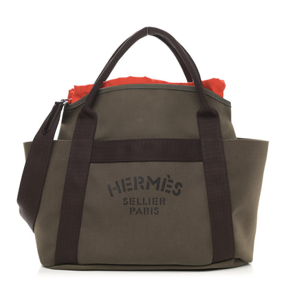 Hermes Toile Sac De Pansage Groom Kaki Feu 3 of 12
