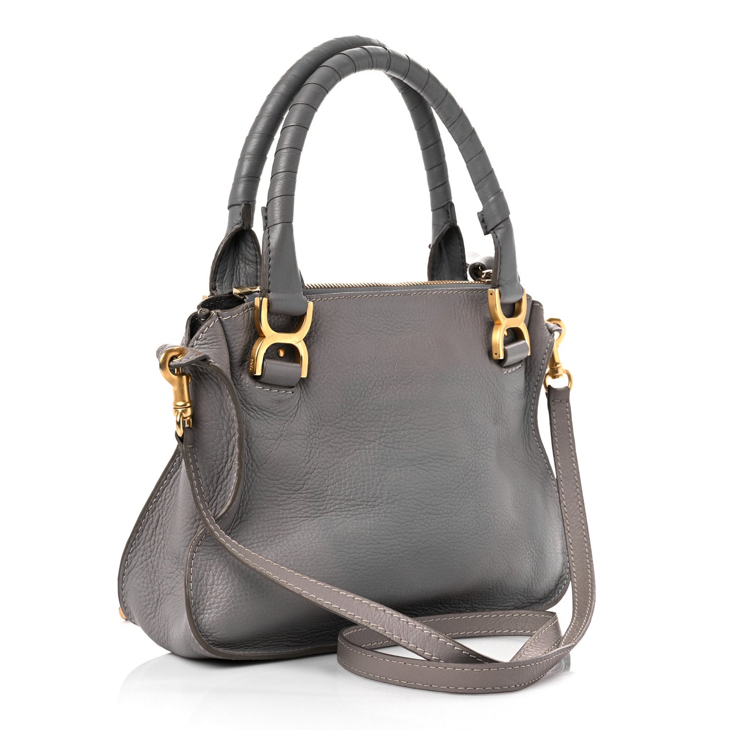 Calfskin Small Marcie Satchel Cashmere Grey