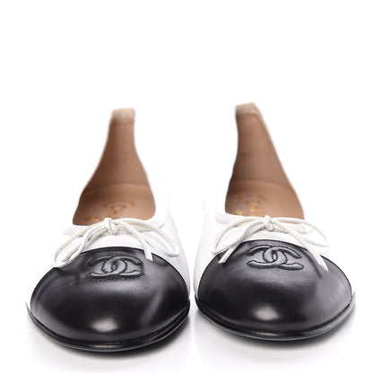 Chanel Lambskin Cap Toe Ballerina Flats 39 White Black 2 of 19