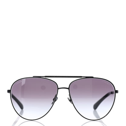 Chanel Aviator Metallic Pilot Sunglasses 4231 Black 2 of 8