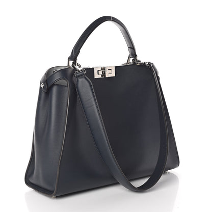 Fendi Vitello Tahiti Burro Large Peekaboo Iconic Essentially Satchel Blue Notte Grigio Perla 3 of 10