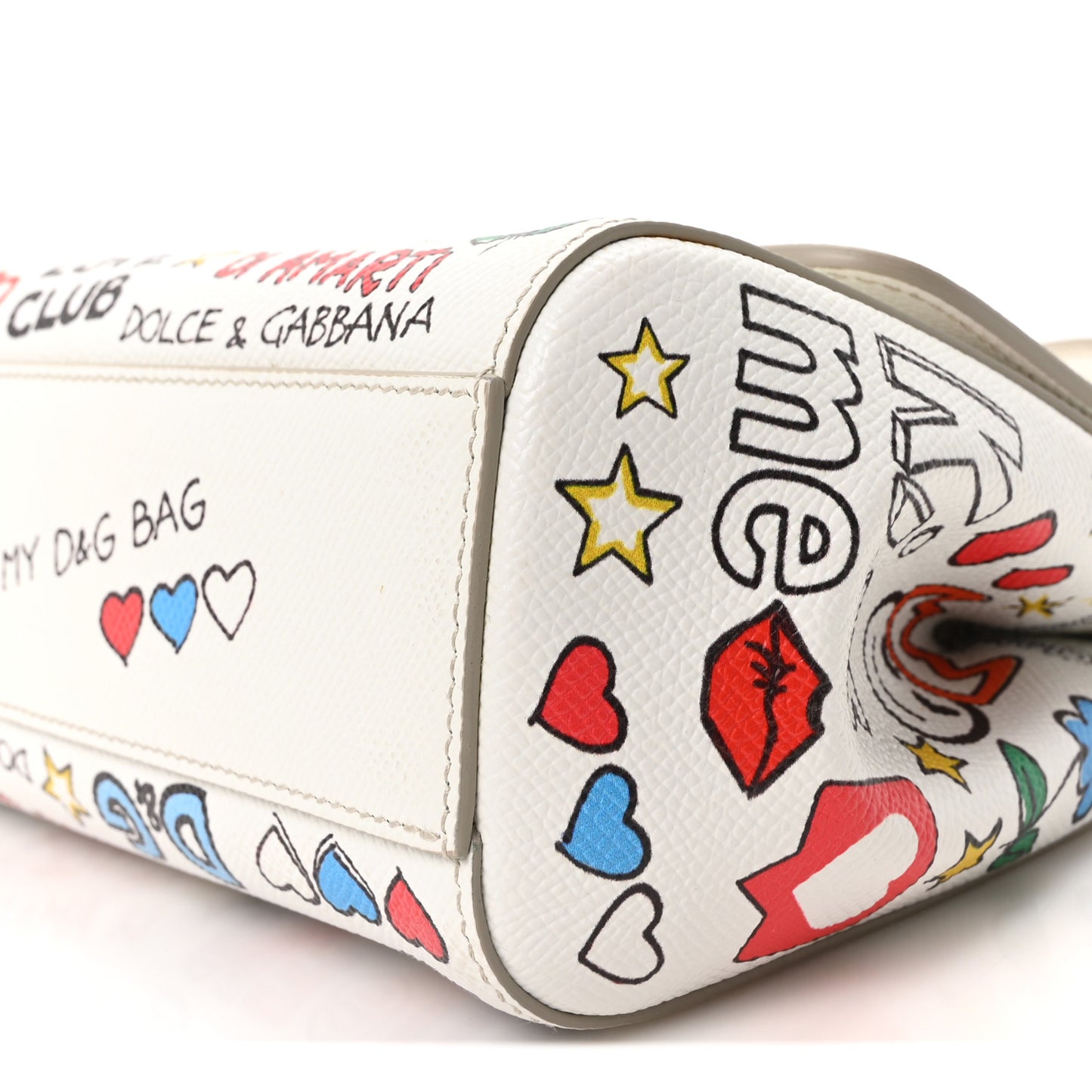 Dauphine Graffiti Printed Small Miss Sicily Satchel White