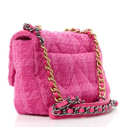 Chanel Tweed Quilted Medium Chanel 19 Flap Pink 3 of 11