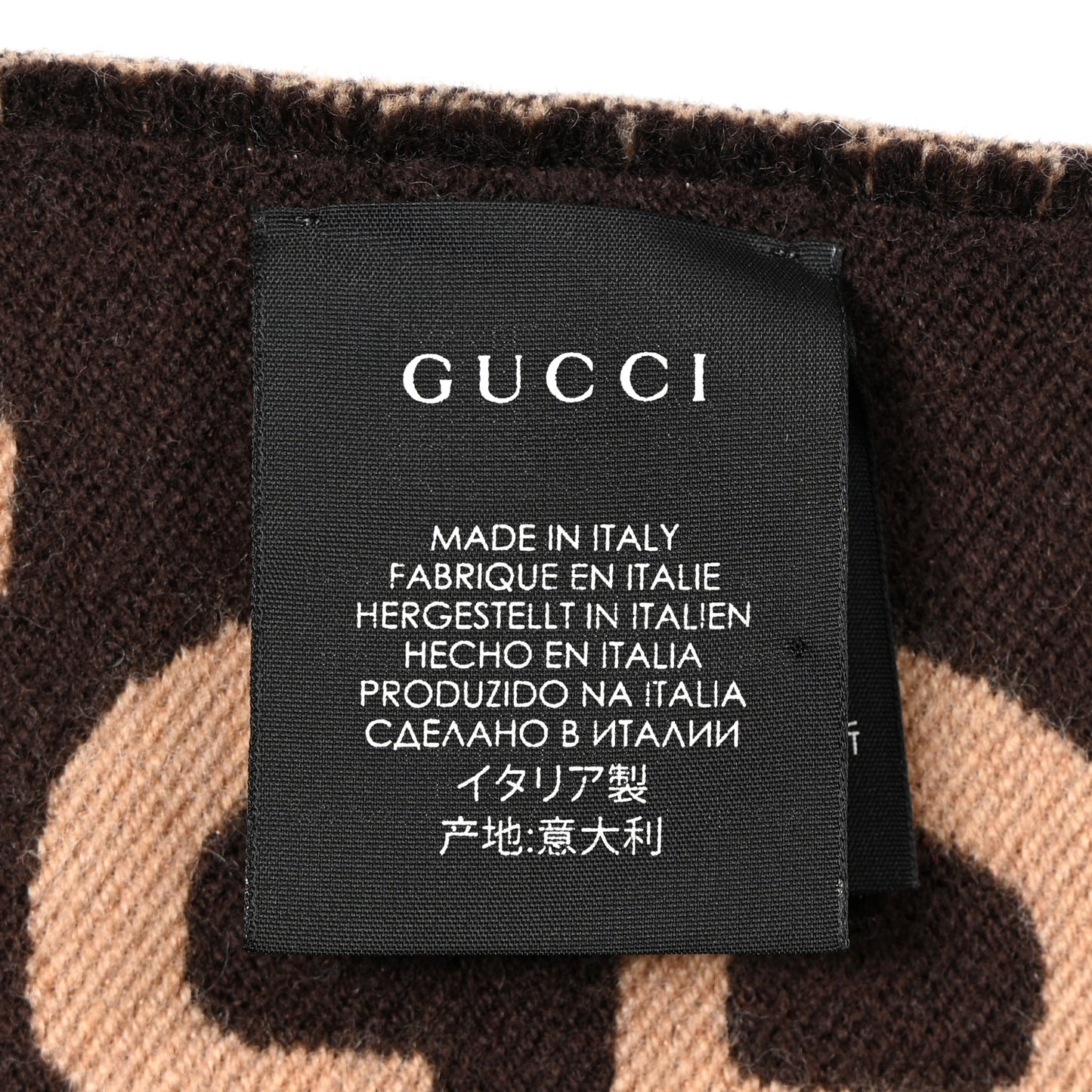 Wool Silk Monogram Jumbo GG Freedom Scarf Dark Brown Beige