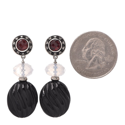 David Yurman Sterling Silver Diamond Garnet Quartz Onyx Sculpted Earrings 2 of 5