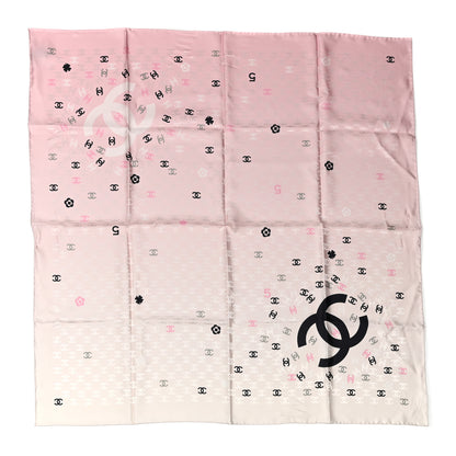 Chanel Silk CC Logo Scarf Pink Ecru Black 1 of 4