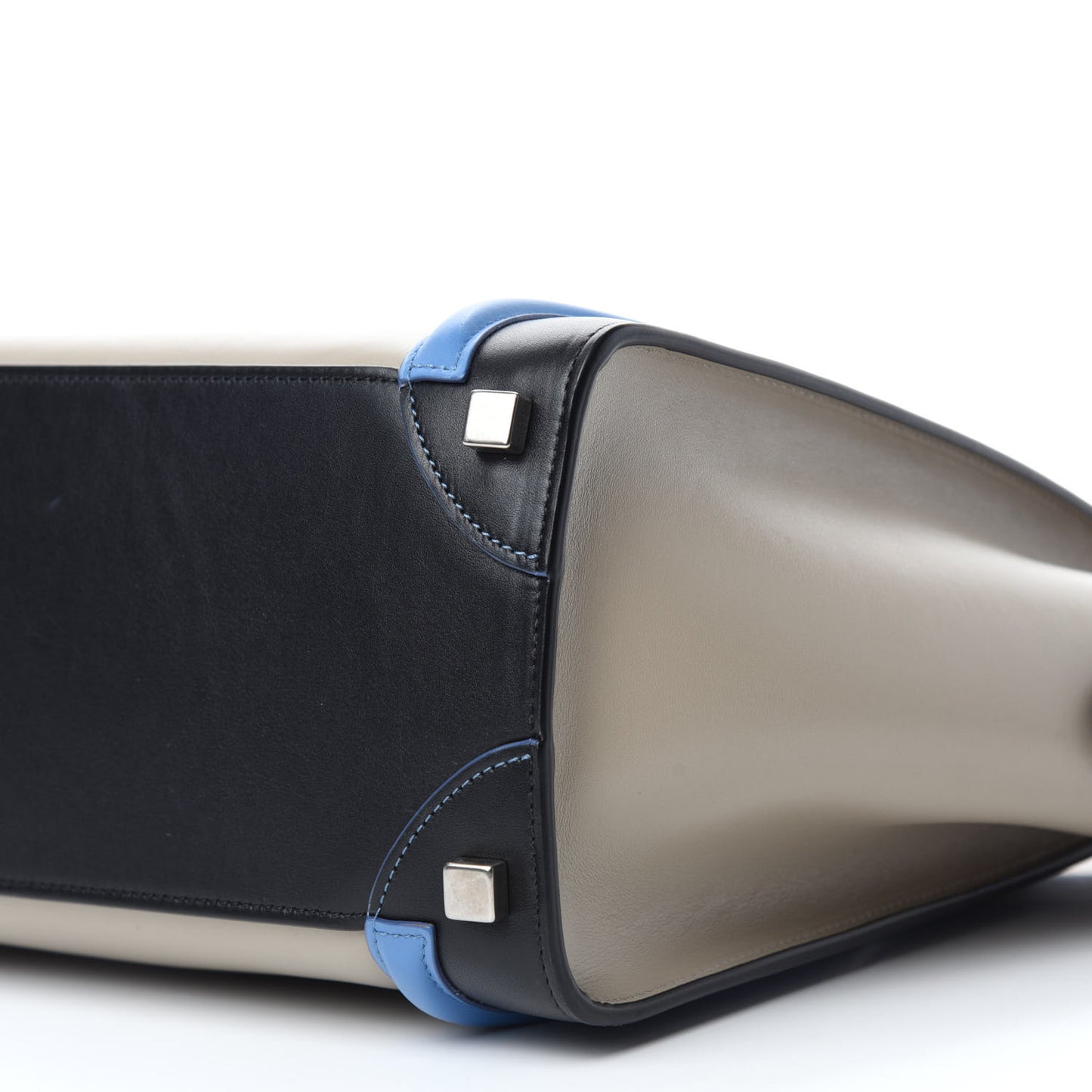 Shiny Smooth Calfskin Micro Tri-Color Luggage Quartz