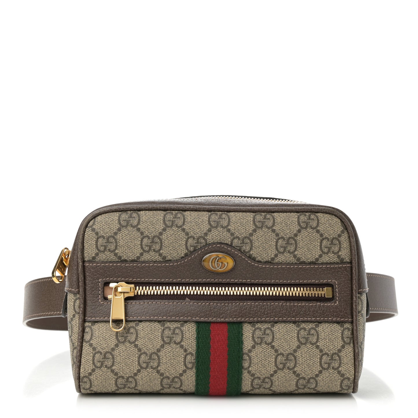 GG Supreme Monogram Web Small Ophidia Belt Bag 85 34 Dark Brown