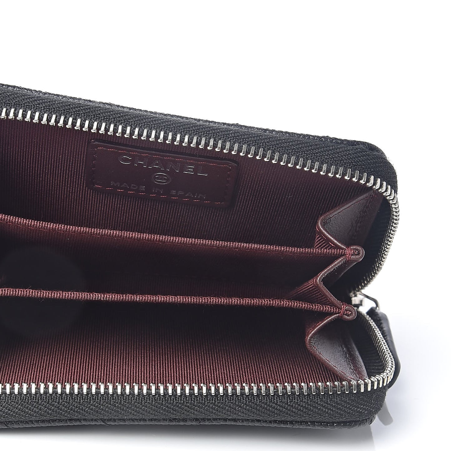 Caviar Chevron Quilted Zip Coin Purse Black