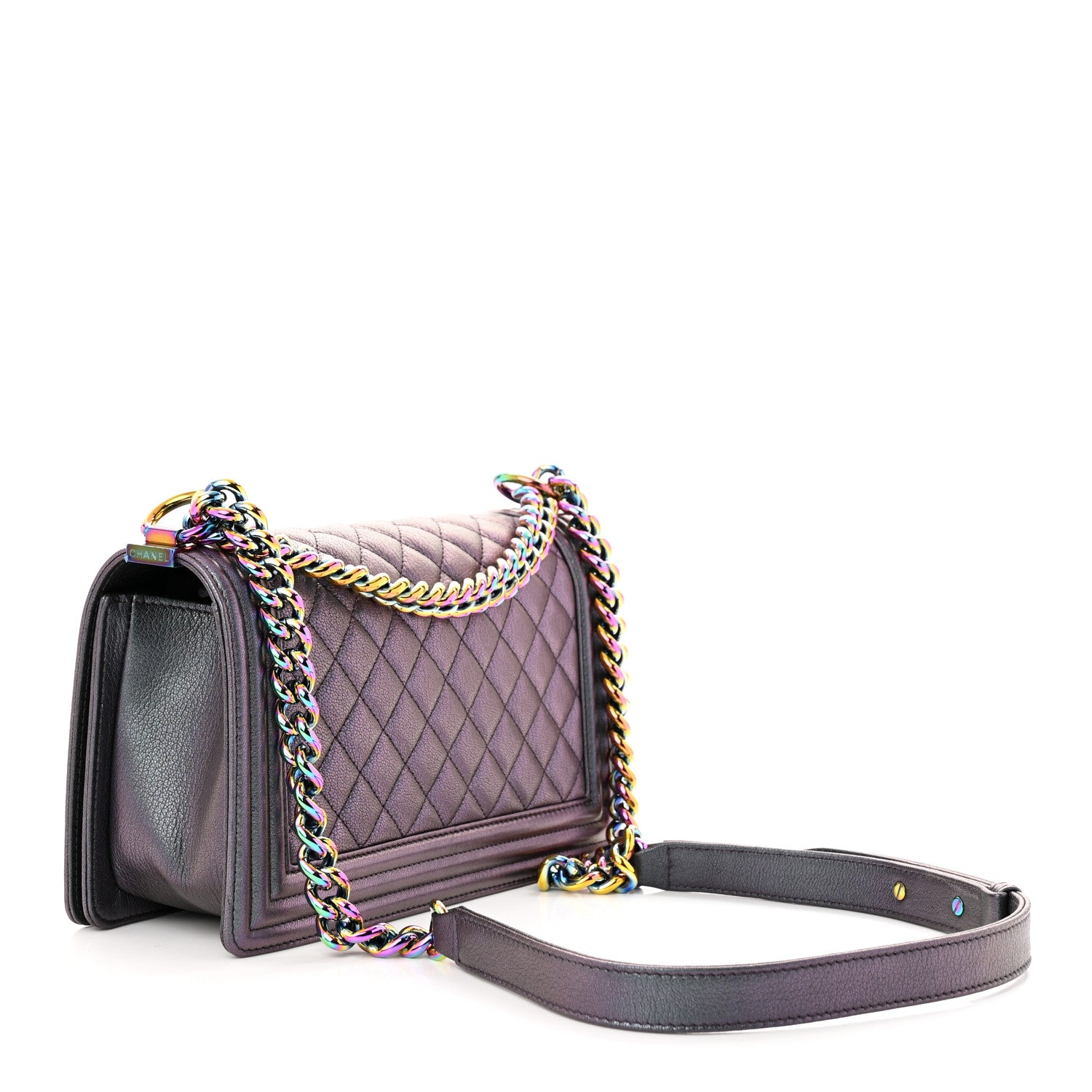 Chanel Iridescent Goatskin Quilted Medium Boy Flap Purple 3 of 11