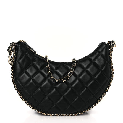 Chanel Lambskin Quilted Small Hobo Bag Black 1 of 9