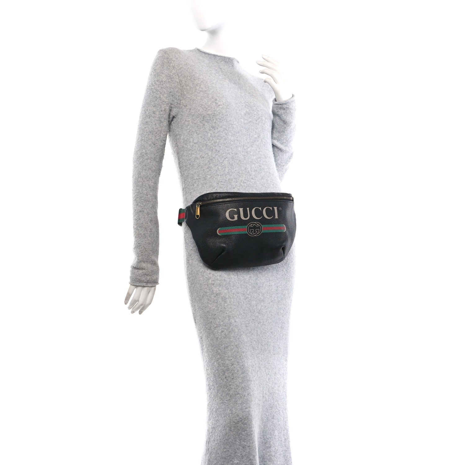 Gucci Grained Calfskin Logo Belt Bag Black 2 of 10