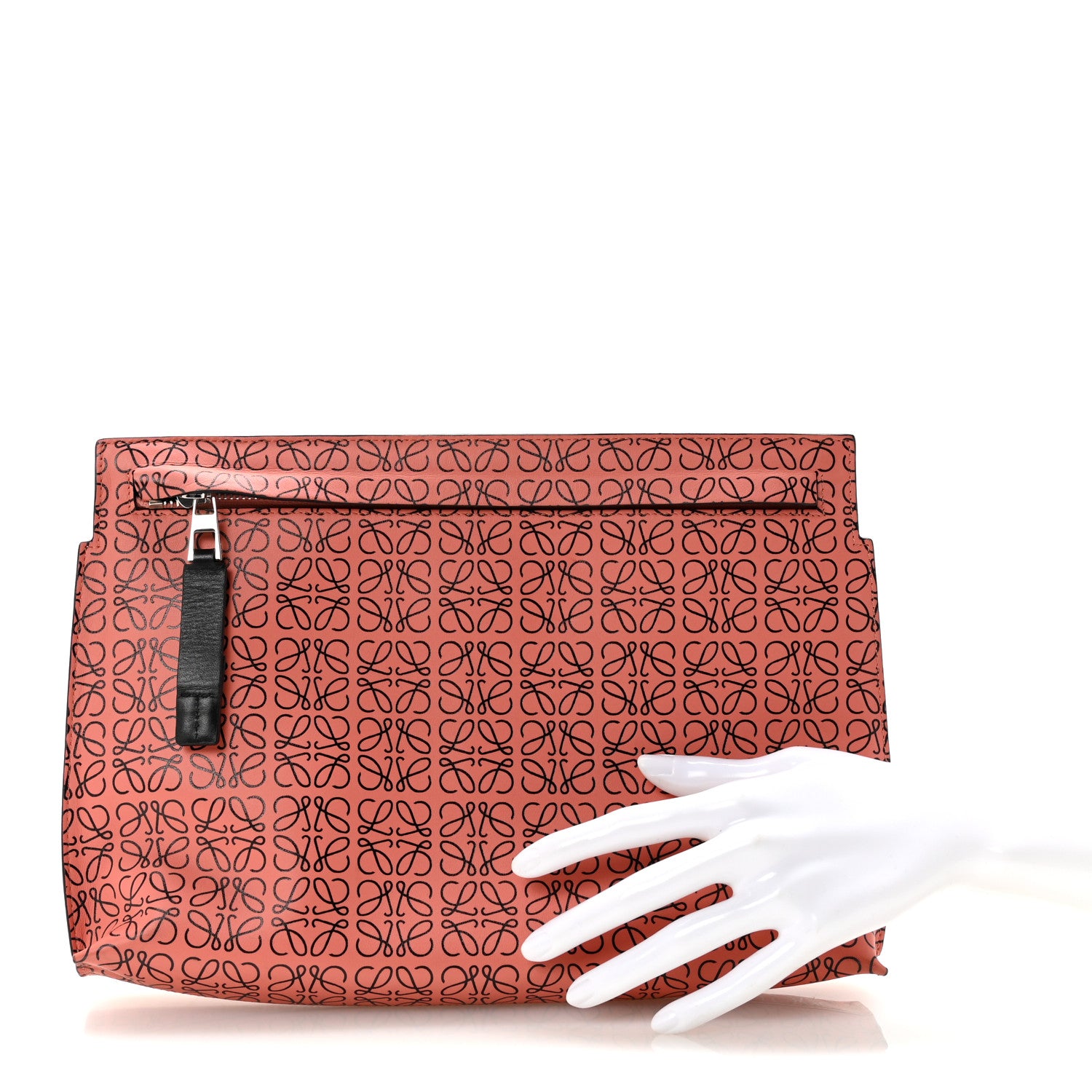 Loewe Engraved Calfskin Anagram T Pouch Pink Tulip Black 1784724