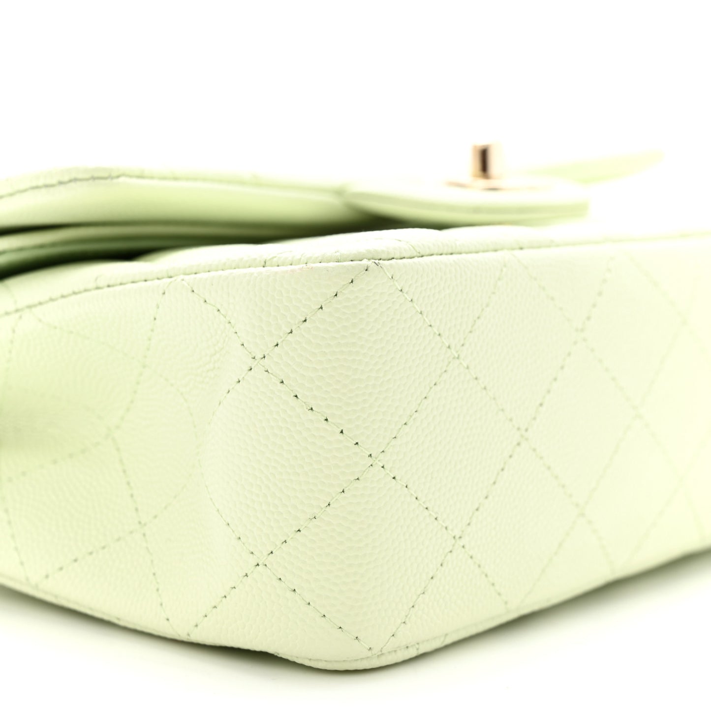 Caviar Quilted Small Double Flap Light Green