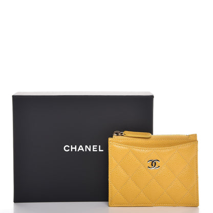 Chanel Caviar Quilted CC Zip Card Holder Yellow 8 of 8