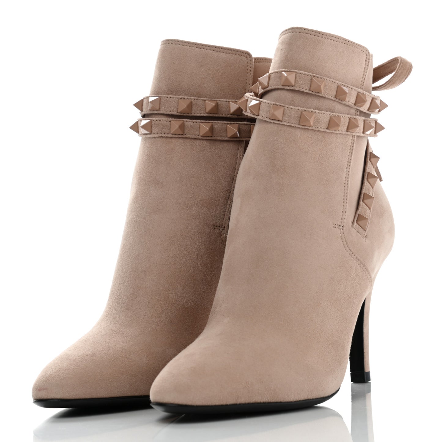 Suede Monochrome Rockstud Flair 85mm Ankle Boots 37 Rose Cannelle