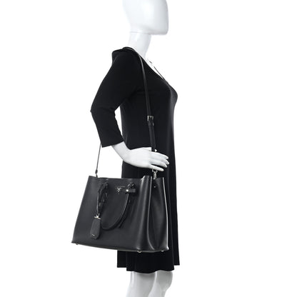 Prada Saffiano Cuir Medium Double Handle Tote Black 2 of 10