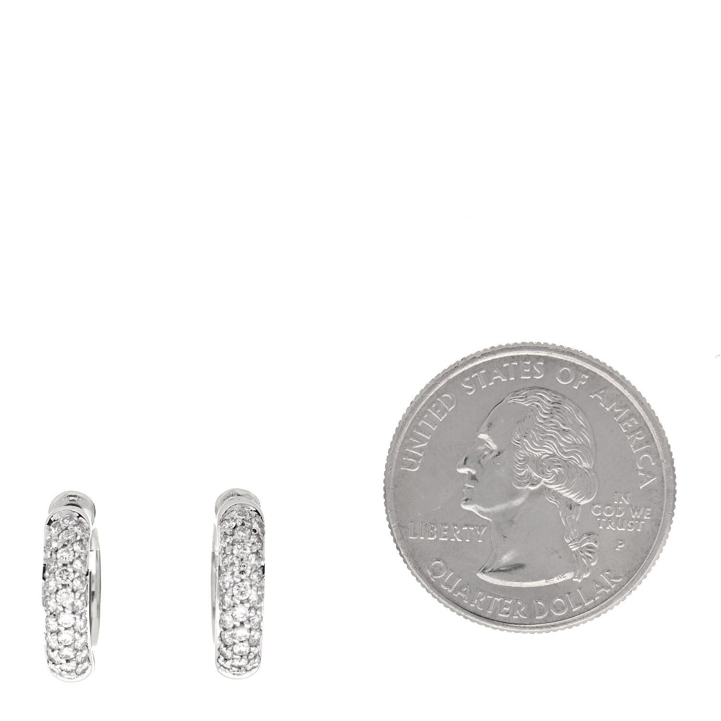 18K White Gold Diamond Huggie Hoop Earrings