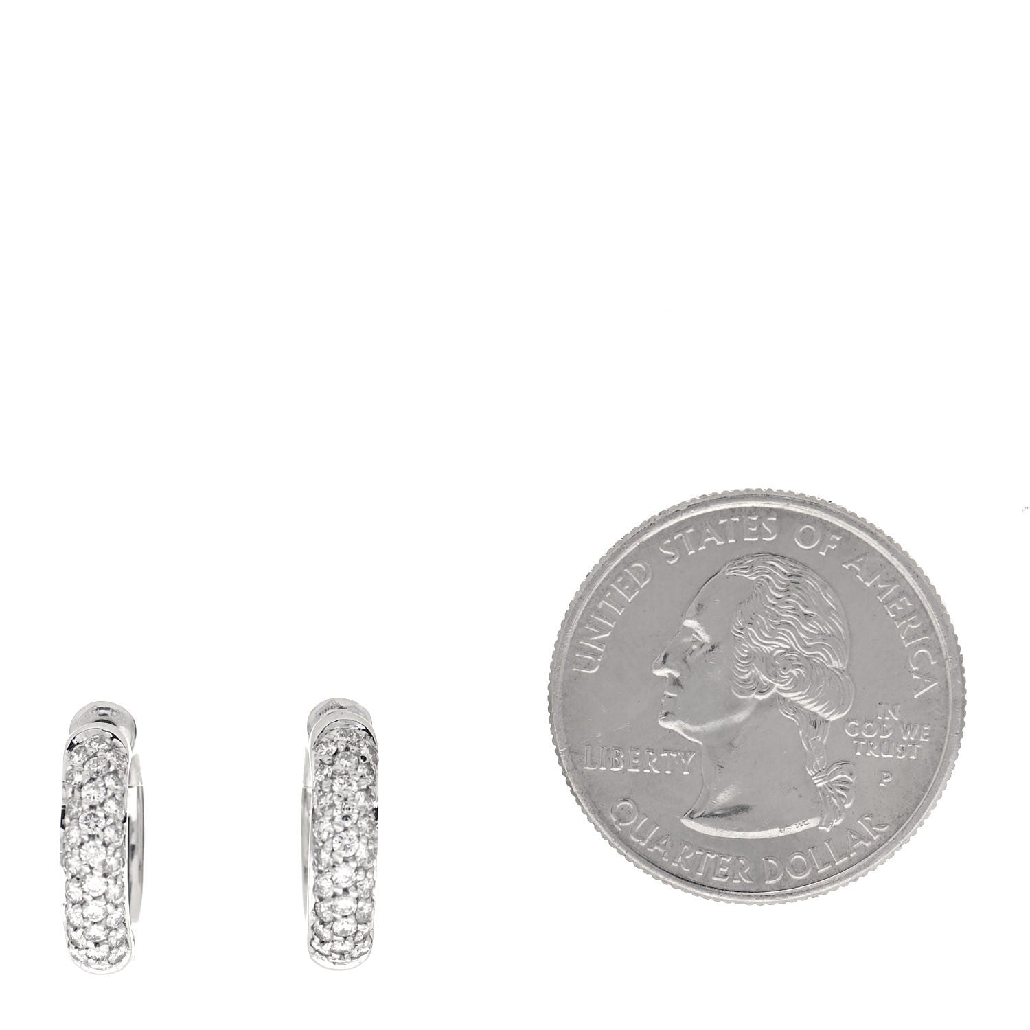 Van Cleef & Arpels 18K White Gold Diamond Huggie Hoop Earrings 2 of 6